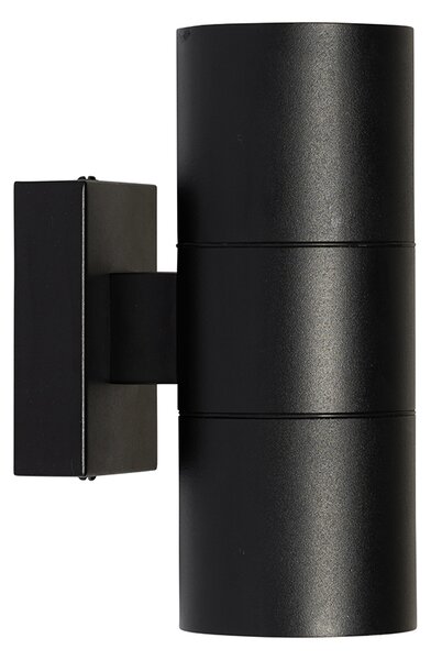 Aplica de perete exterioară modernă neagră cu 2 lumini AR70 IP44 - Duo