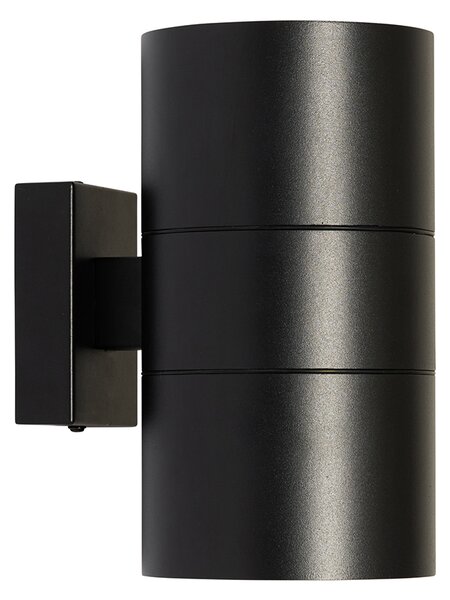 Aplică modernă de perete pentru exterior neagră cu 2 lumini AR111 IP44 - Duo