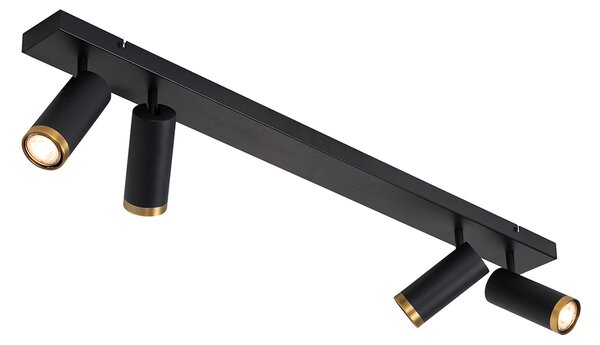 Plafoniera moderna cu spoturi negre cu bronz, 4 lumini reglabile - Renna