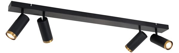 Plafoniera moderna cu spoturi negre cu bronz, 4 lumini reglabile - Renna