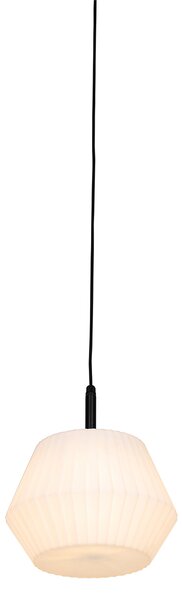 Lampă modernă suspendată pentru exterior neagră cu abajur alb 33 cm IP44 - Robbert