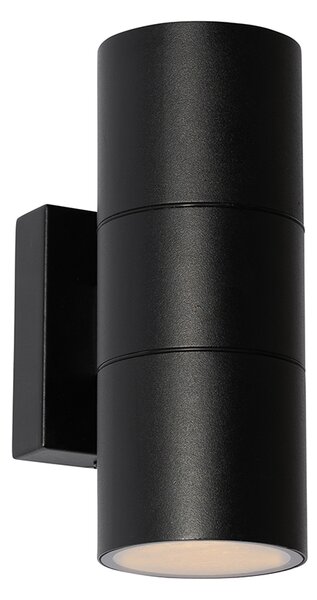Aplica de perete exterioară modernă neagră cu 2 lumini AR70 IP44 - Duo