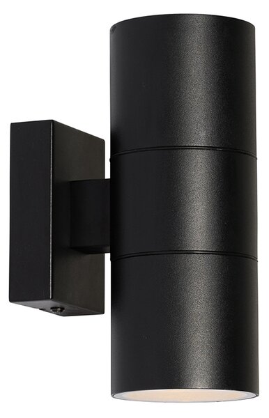 Aplica de perete exterioară modernă neagră cu 2 lumini AR70 IP44 - Duo