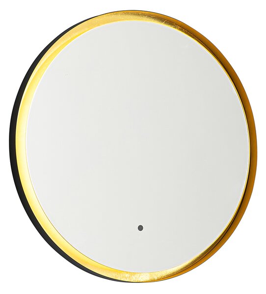 Oglinză de baie neagră cu auriu, inclusiv LED și dimmer tactil - Pim