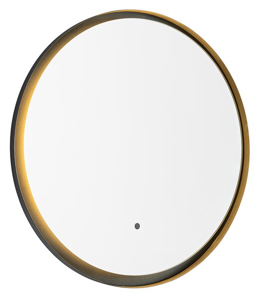 Oglinză modernă de baie neagră cu LED și dimmer tactil - Pim