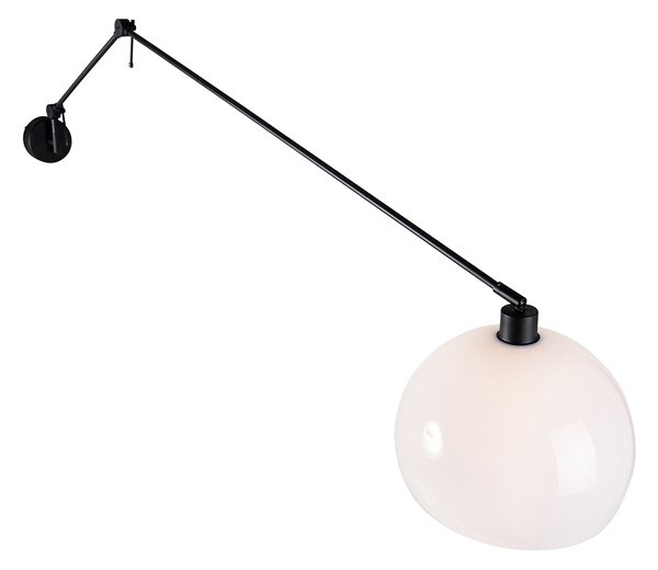 Aplică neagră cu abajur alb 30 cm reglabilă - Blitz