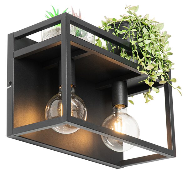 Lampă de perete inteligentă neagră cu raft incluzând 2 Wifi G95 - Cage Rack
