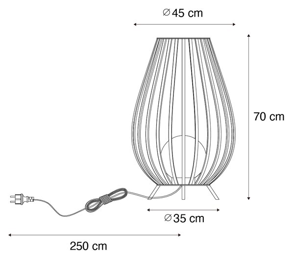 Lampa de podea de design neagră cu opal 70 cm - Angela
