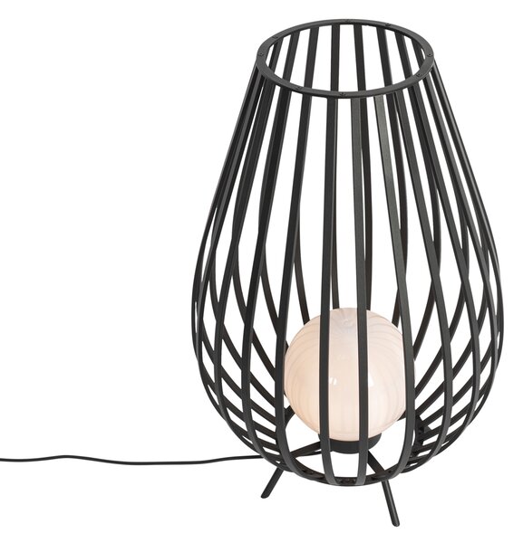 Lampa de podea de design neagră cu opal 70 cm - Angela