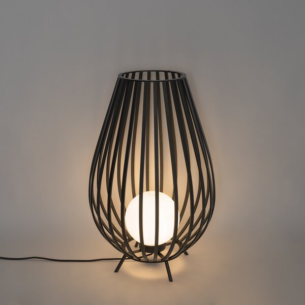 Lampa de podea de design neagră cu opal 70 cm - Angela