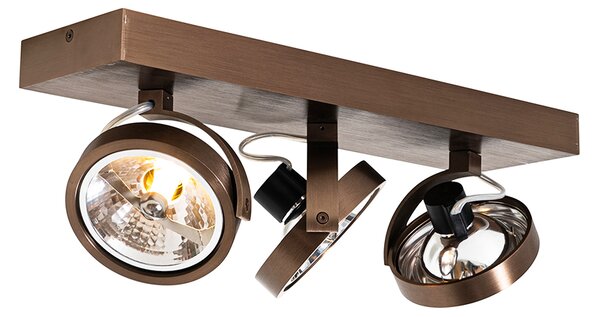 Spot de design bronz închis cu 3 lumini rotativ și înclinabil - Go