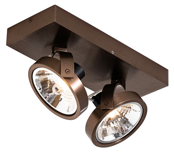 Spotlight de design bronz închis cu 2 lumini rotative și înclinabile - Go
