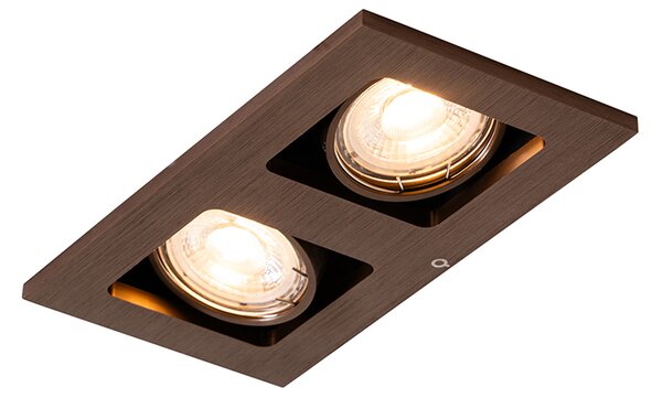Spot integrat bronz închis dreptunghiular 2 lumini inclinabil și rotativ - Qure