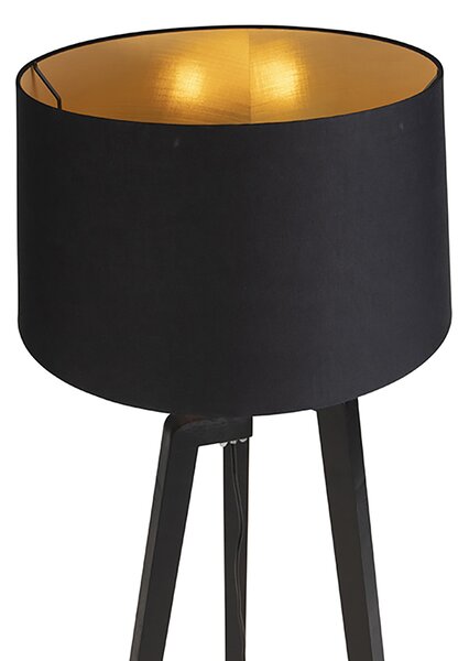 Lampă de podea inteligentă cu abajur negru cu auriu 50 cm inclusiv Wifi A60 - Puros