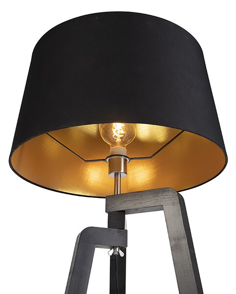Lampă de podea inteligentă cu abajur negru cu auriu 50 cm inclusiv Wifi A60 - Puros