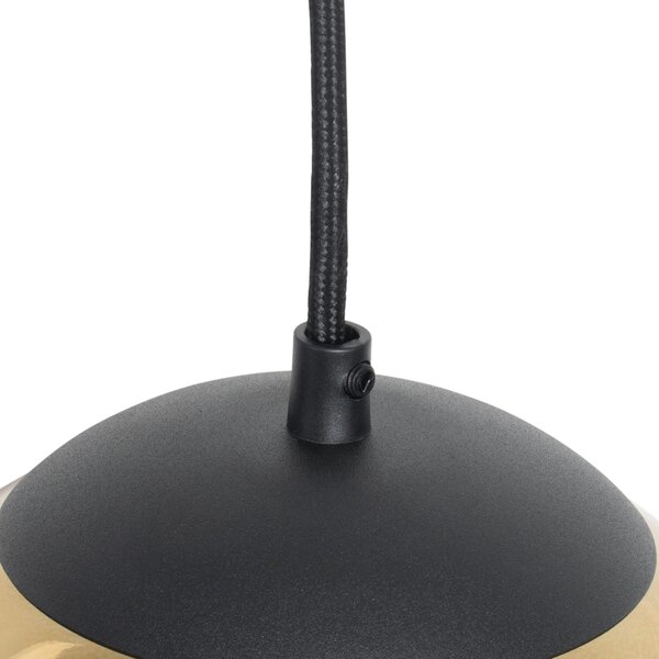 Lampă suspendată inteligentă neagră cu sticlă aurie 20 cm inclusiv Wifi A60 - Pallon