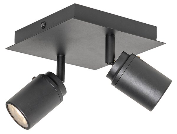 Spotlight inteligent pentru baie negru pătrat IP44 inclusiv 2 Wifi GU10 - Ducha