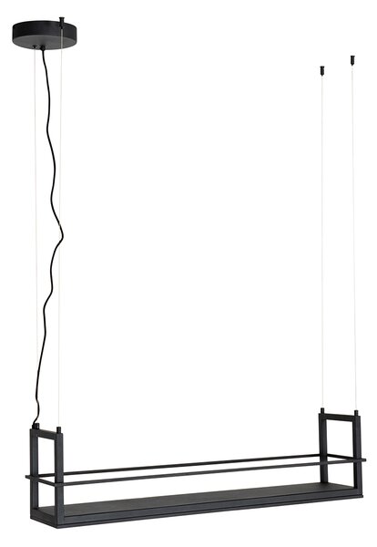 Lampă suspendată neagră cu raft incluzând LED cu dimmer pe 3 trepte - Cage Rack
