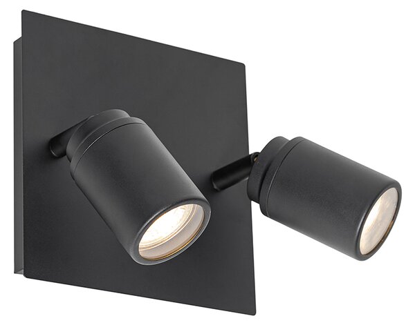 Spotlight inteligent pentru baie negru pătrat IP44 inclusiv 2 Wifi GU10 - Ducha