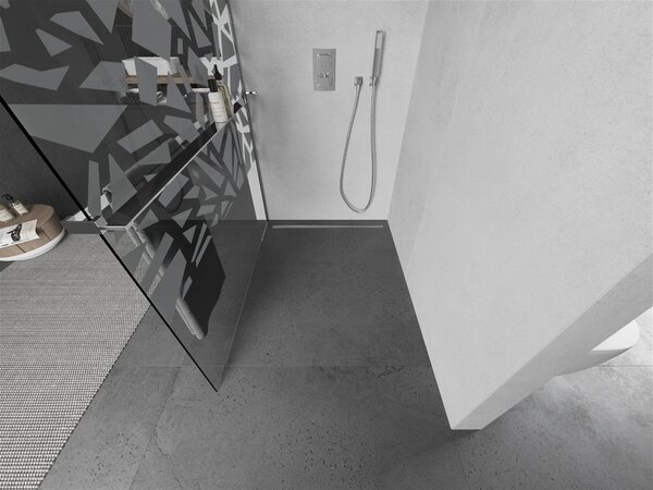 Mexen Kioto+, paravan de dus cu polita si suport pentru prosoape 140 x 200 cm, sticla transparenta 8 mm model alb, profil cromat, 800-140-121-01-85