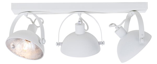 Plafoniera industrială albă cu argintiu cu 3 lumini reglabile - Magnax