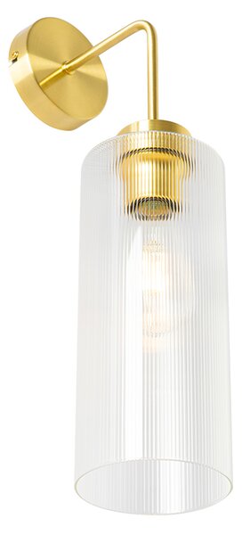 Aplică de perete Art Deco aurie cu sticlă - Laura