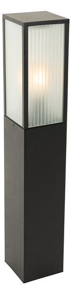 Lampă inteligentă de exterior neagră cu sticlă canelată 80 cm incl. WiFi A60 - Charlois