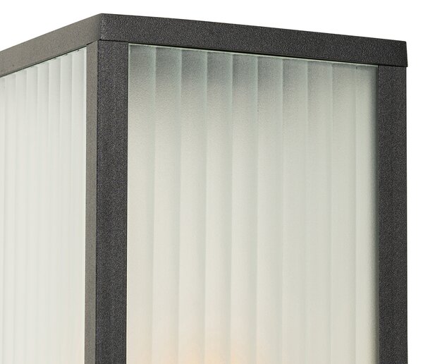 Lampă inteligentă de exterior neagră cu sticlă canelată 80 cm incl. WiFi A60 - Charlois