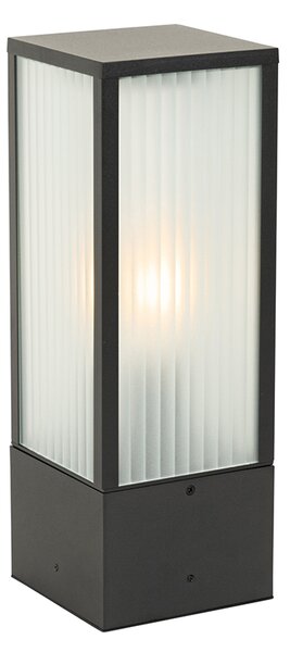 Lampă de podea inteligentă de exterior neagră cu sticlă canelată 40 cm incl. WiFi A60 - Charlois