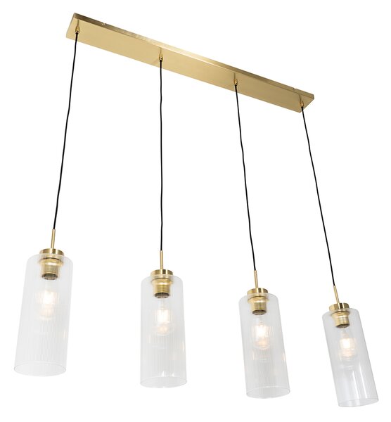 Lampă suspendată Art Deco aurie cu sticlă cu 4 lumini - Laura