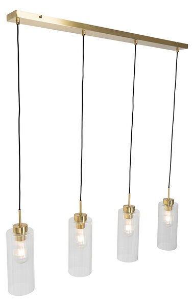 Lampă suspendată Art Deco aurie cu sticlă cu 4 lumini - Laura