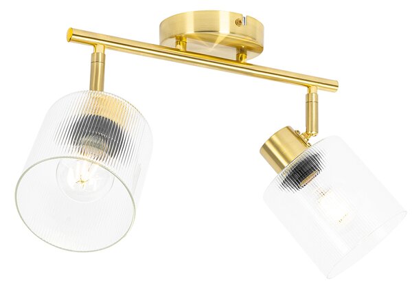 Spotlight de plafon auriu cu sticlă 2 lumini reglabil - Laura