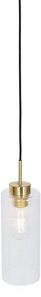 Lampă suspendată Art Deco aurie cu sticlă - Laura