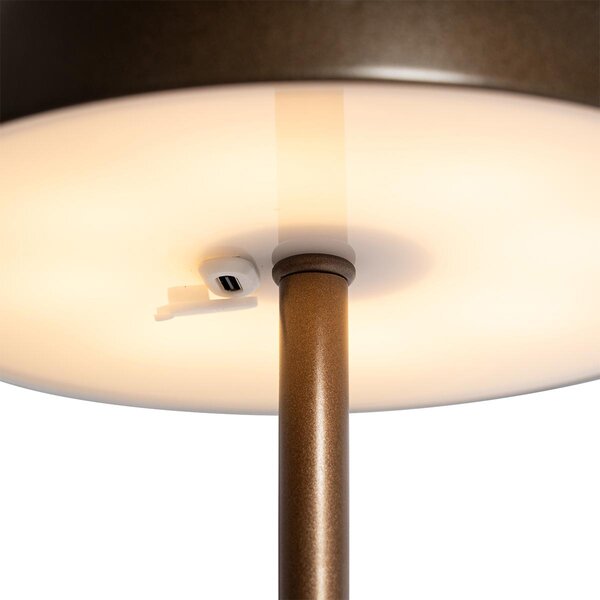 Lampă de masă de exterior bronz închis reîncărcabilă cu LED inclus, cu 3 trepte de intensitate luminoasă - Keira