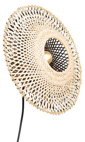 Lampă de perete inteligentă din bambus 30 cm cu priză inclusă WiFi P45 - Rina