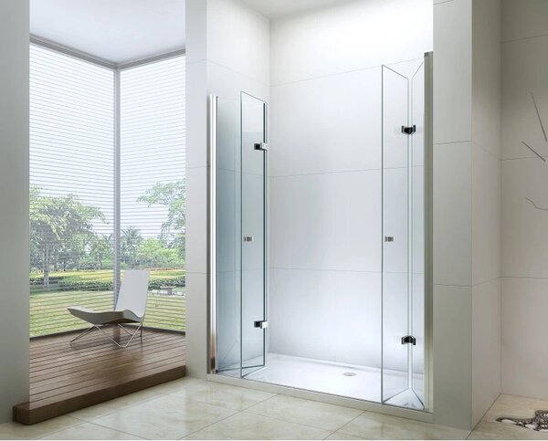 Mexen Lima Duo, usa de dus plianta pentru deschidere 140 cm, sticla transparenta 6 mm, profil cromat, LIMA DUO DOOR 140