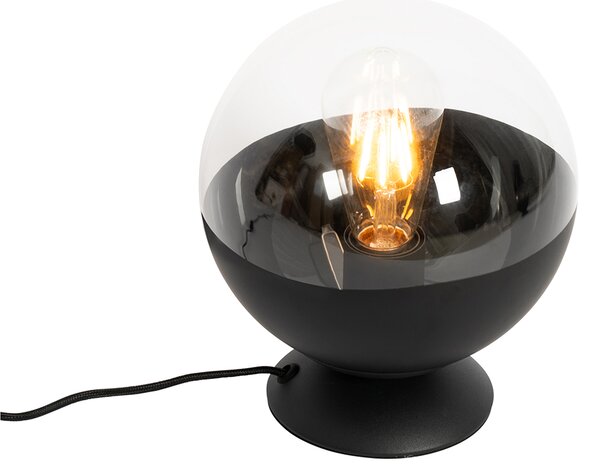 Lampă de masă retro neagră cu sticlă transparentă - Eclipse