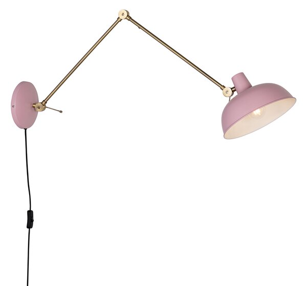 Lampă de perete retro oțel roz cu bronz - Milou