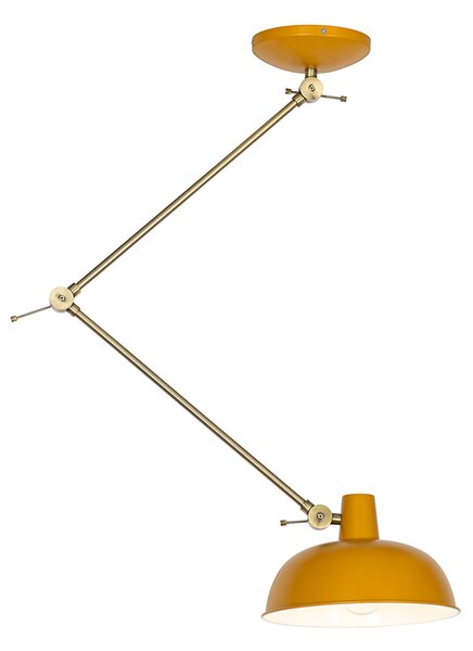 Plafoniera retro galbenă cu bronz - Milou