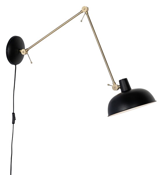 Lampă de perete retro neagră cu bronz - Milou