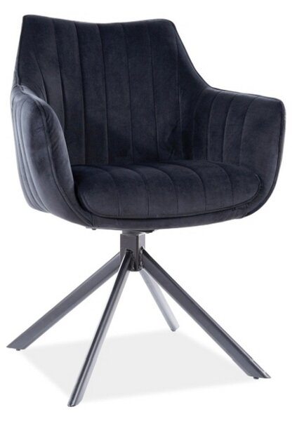 Scaun cu stofa din catifea Azalia, negru, 61x44x86 cm