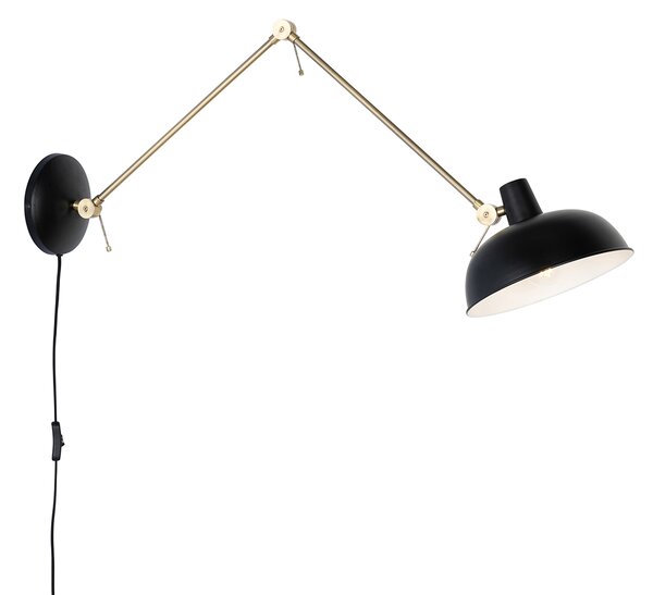 Lampă de perete retro neagră cu bronz - Milou