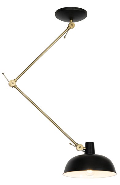 Plafoniera retro neagră cu bronz - Milou