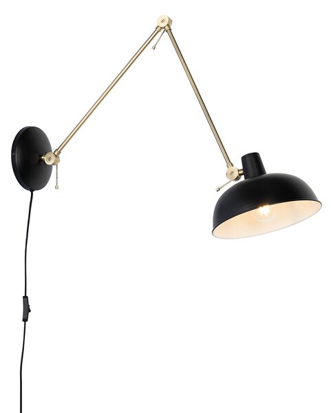 Lampă de perete retro neagră cu bronz - Milou