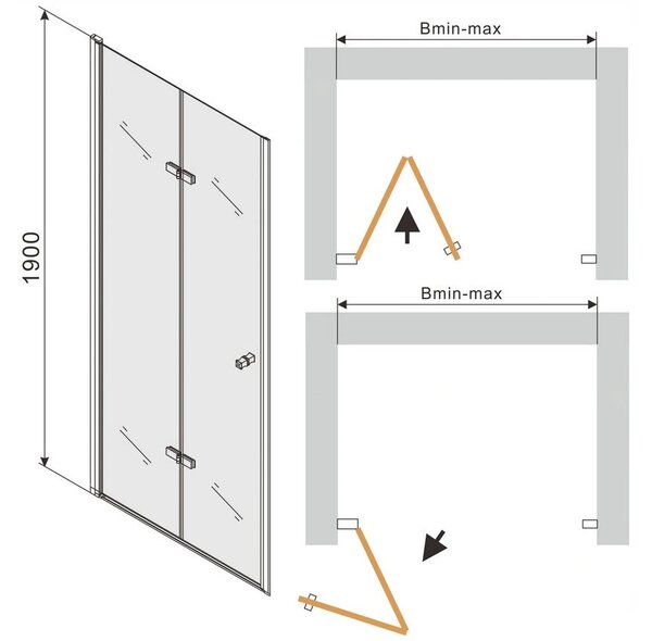 Mexen Lima, cabina de dus 110 (usa) x 60 (perete) cm, sticla gri 6mm, profil cromat, 856-110-060-01-40