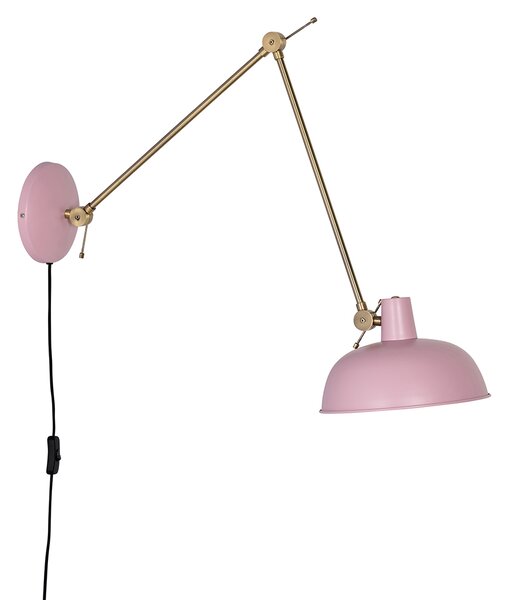 Lampă de perete retro oțel roz cu bronz - Milou