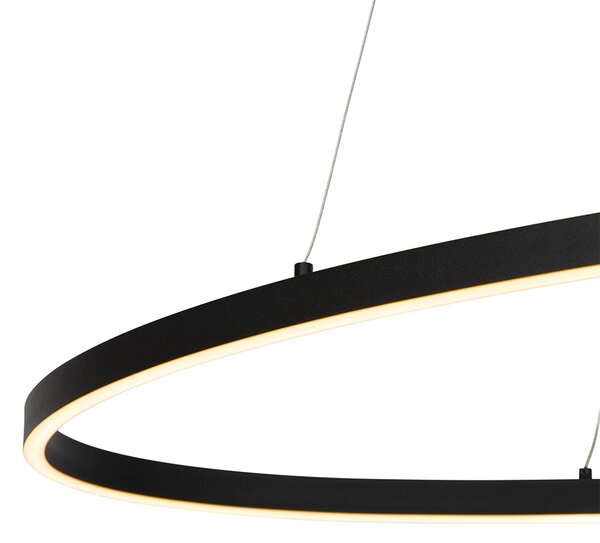 Lampă suspendată de design ovală neagră incluzând LED cu dimmer în 3 trepte - Ovallo