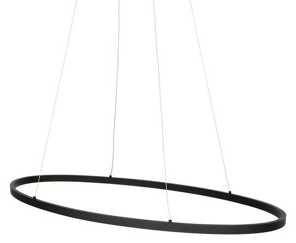 Lampă suspendată de design ovală neagră incluzând LED cu dimmer în 3 trepte - Ovallo