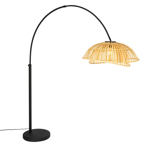 Lampă arcadă orientală neagră cu bambus natural - Pua