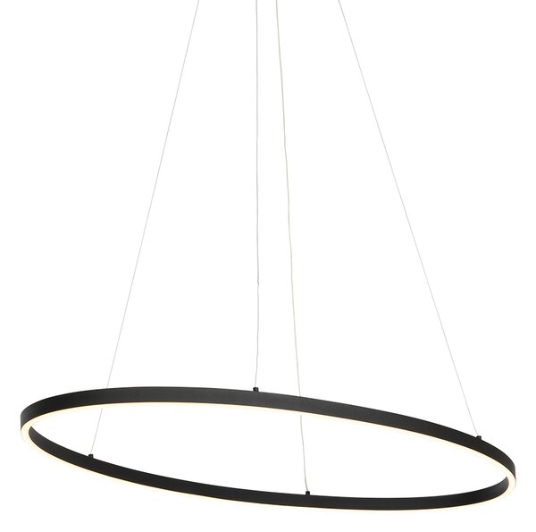 Lampă suspendată de design ovală neagră incluzând LED cu dimmer în 3 trepte - Ovallo